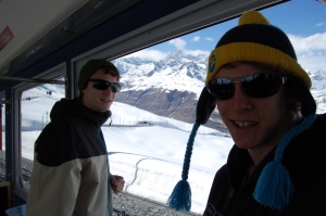 Train ride to the Gornergrat Observatory. Love the beanie? Aaron's getting into the whole 'Heidi' theme!