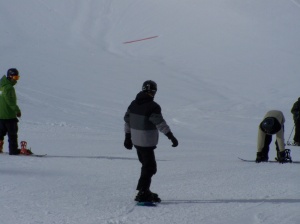 Aaron on his snowboard! 