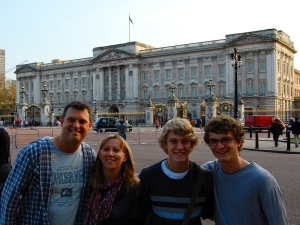 Buckingham Palace. The flag says she's there!