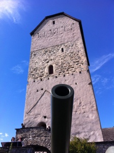 Battlement and tower of Sargens Castle dating back to the 13th Century