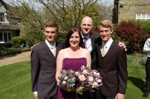 The boys with Rach and her partner Sam.