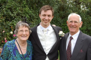 A dashing Chris with a very proud Nan and Pop Moore